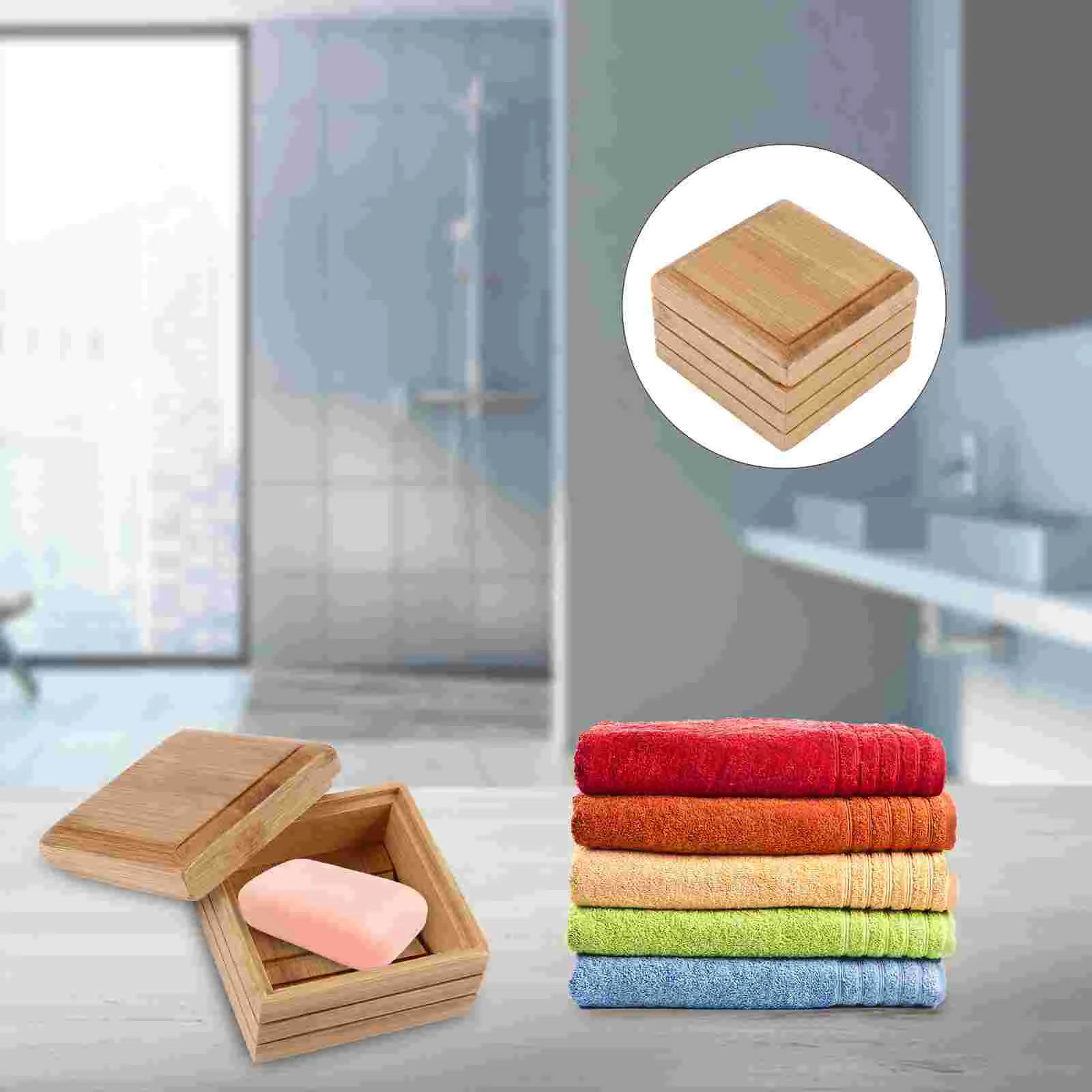 

Bamboo Soap Box Rustic Bar Soap Holder Bathroom Sink Shower Wooden Tray Holder