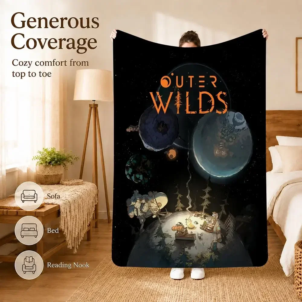 Cosmic Funny O-Outer Wilds Game Movie Throw Soft Lightweight Flannel Blanket for Sofa Couch Bedroom Living Room Home Decor