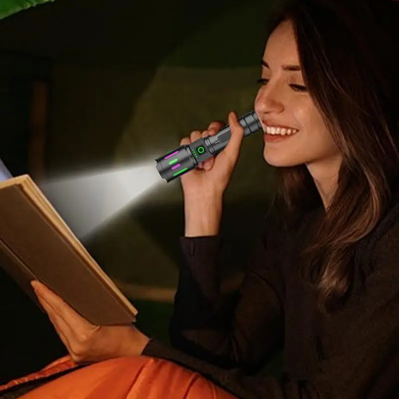Handheld Flashlights Waterproof Super Bright Flash Light Long Range 656-1640ft Rechargeable And Zoomable Flashlight For Camping