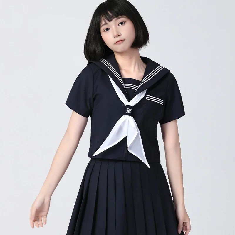 

High School Girl Uniform Navy Skirts Set Japanese Jk Uniform Student Sailor Suit South Korea Uniforms Seifuku Pleated Skirt