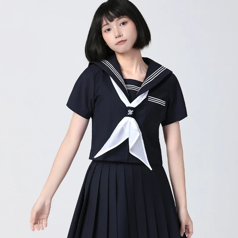 High School Girl Uniform Navy Skirts Set Japanese Jk Uniform Student Sailor Suit South Korea Uniforms Seifuku Pleated Skirt