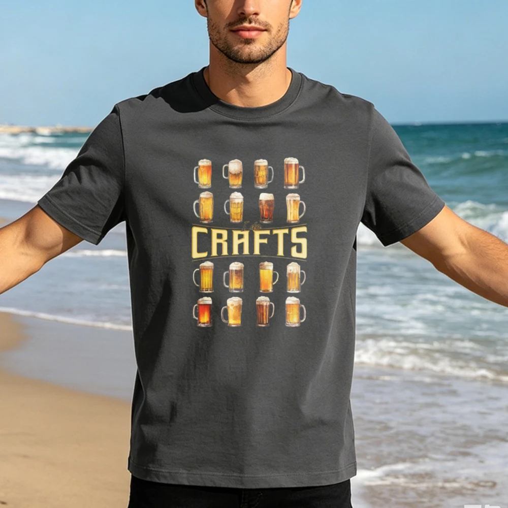 I Do Crafts Beer Mugs Design T-Shirt Craft Beer Lover Do Crafts Graphic Tee Sixteen Glass Collection Men Cotton Fashion Shirt