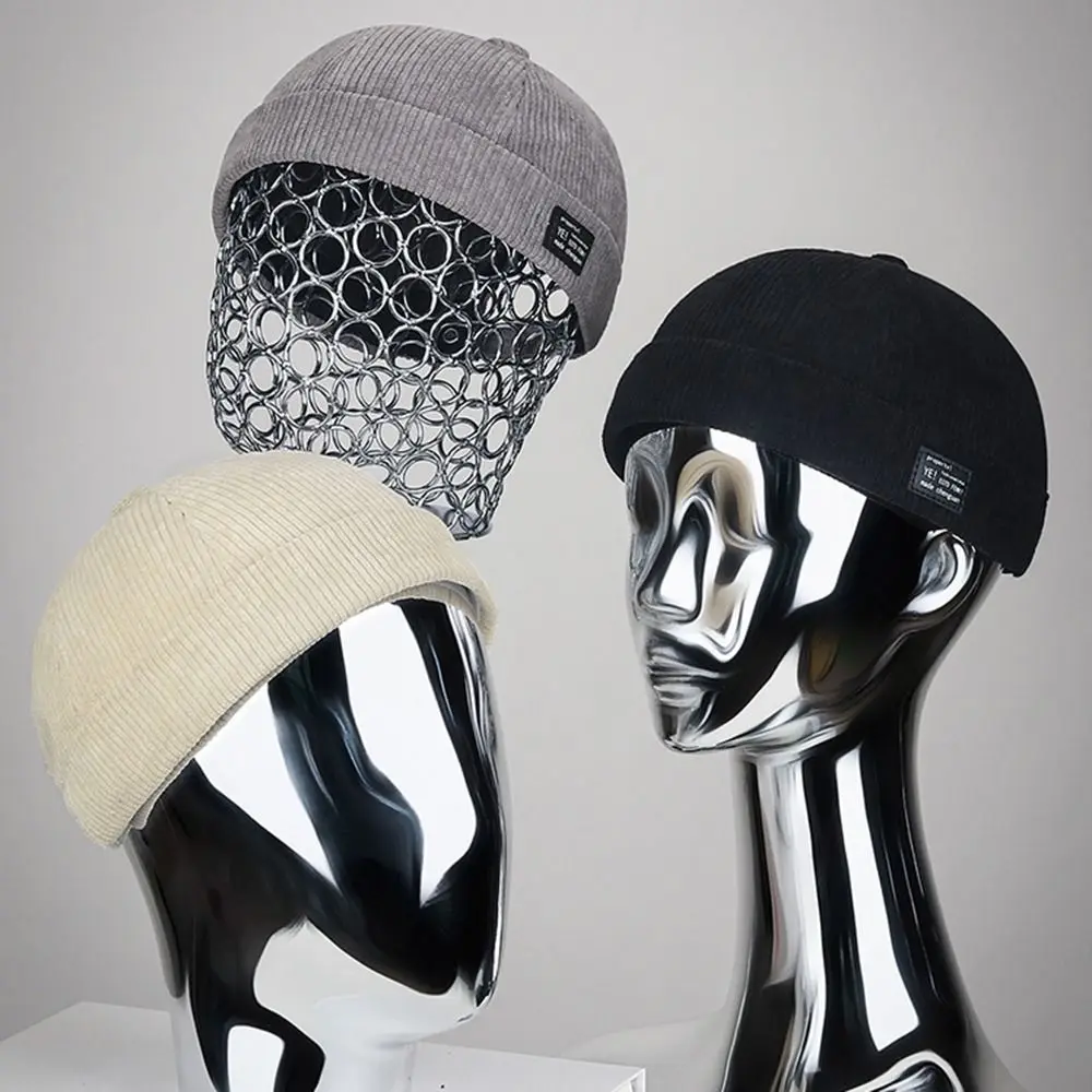 Fashion Solid Color Vintage Docker Cap Adjustable Round Dome Melon Cap Corduroy Soft Hip Hop Hat Men Women
