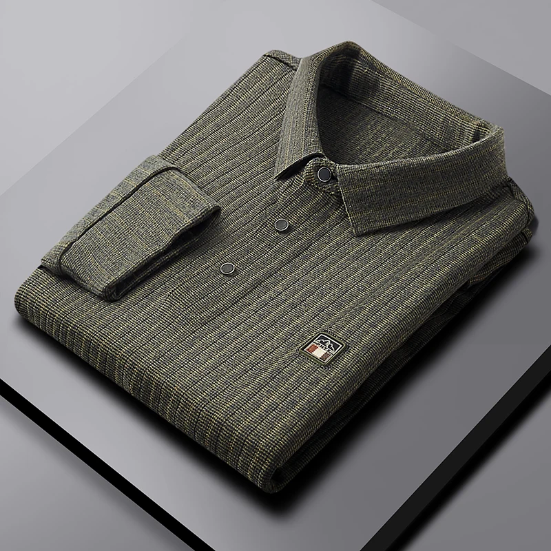 High end brand embroidered long sleeved polo shirt men's new fashion T-shirt 2023 Spring and Autumn lapel business casual top image 5