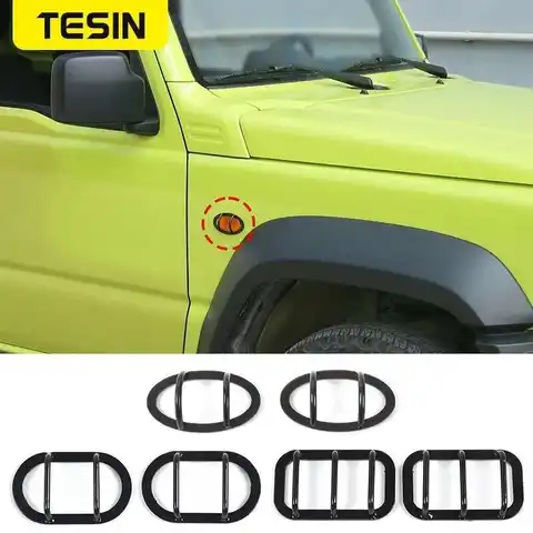 TESIN Car Side Fender Turn Signal Light Decoration Cover Lamp Guards Accessories For Suzuki Jimny 2019 2020 2021 Lamp Hoods