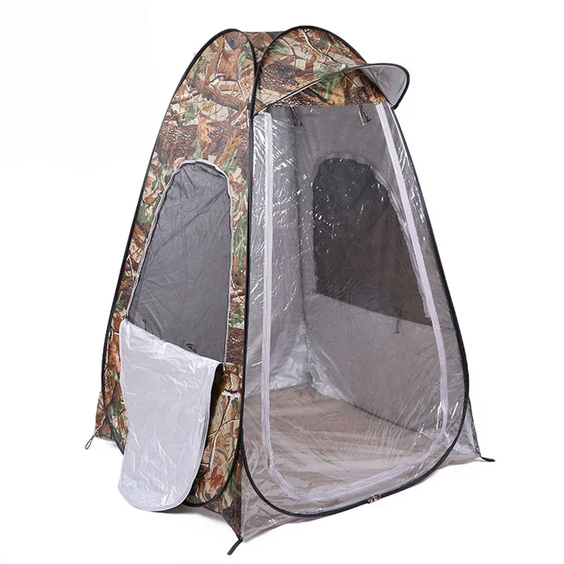 

Camouflage Portable Privacy Shower Toilet Camping Pop Up Tent 1Person 2Doors Photography Movable Outdoor Winter Fishing with Cap