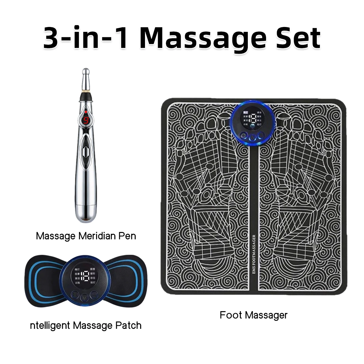 Smart Pulse Ems Electronic Therapy Foot Pad Multifunctional Massage Pen Neck Care Device Professional Full Body Massage Tool