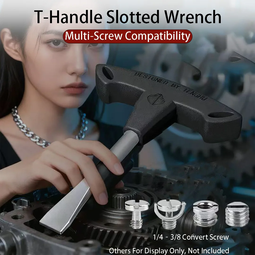 Slotted Screwdriver with T Handle, Steel Blade for Camera Tripod Head Electronics Repair, Camera Accessory