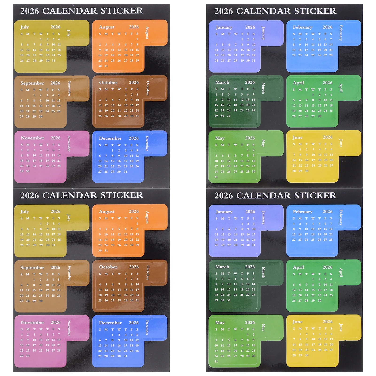 2 مجموعة التقويم 2026 ملصقات علامات التبويب المخططة الشهرية ذاتية اللصق الجدول الزمني تسميات علامات الصفحة اللاصقة لأجهزة الكمبيوتر المحمولة يوميات #6