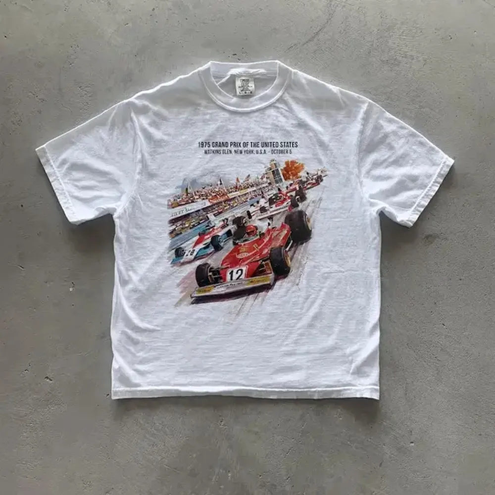 Retro Car T-Shirt, Racing Tee, Gifts Shirt, Unisex Vintage Graphic Tees Gothic Grunge Y2k Emo Scene Amity Affliction Style Clothes Men Women Streetwear