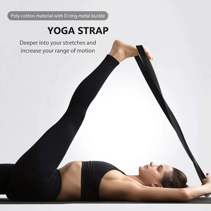 8X Yoga Block And Yoga Strap Set EVA Foam Soft Non-Slip Yoga Blocks Universal Pilates Stretching Black