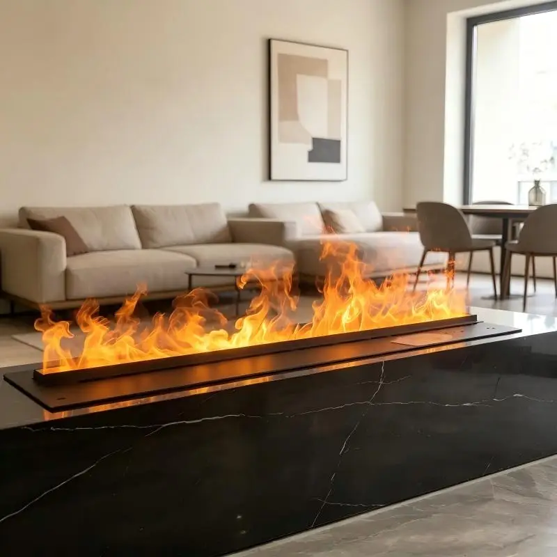 Eco-Friendly Recessed Water Mist Fireplace Modern Wall Mounted Vapor Fireplace with Adjustable RGB LED Colors камин fire place
