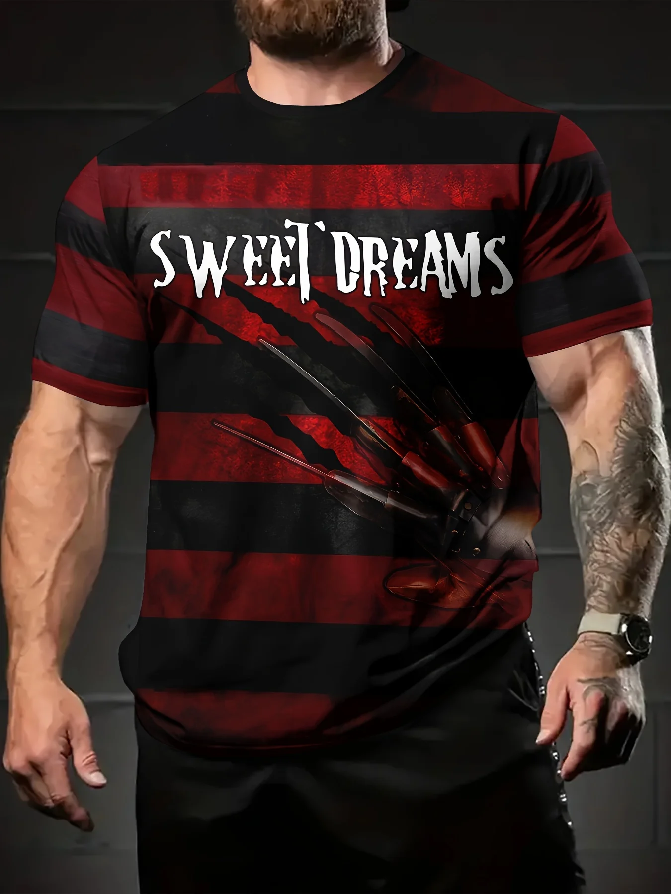 

Cool And Handsome Claw Short-Sleeved Printed Round Neck T-Shirt Summer Men Casual Outdoor Short-Sleeved Top oversized t shirt