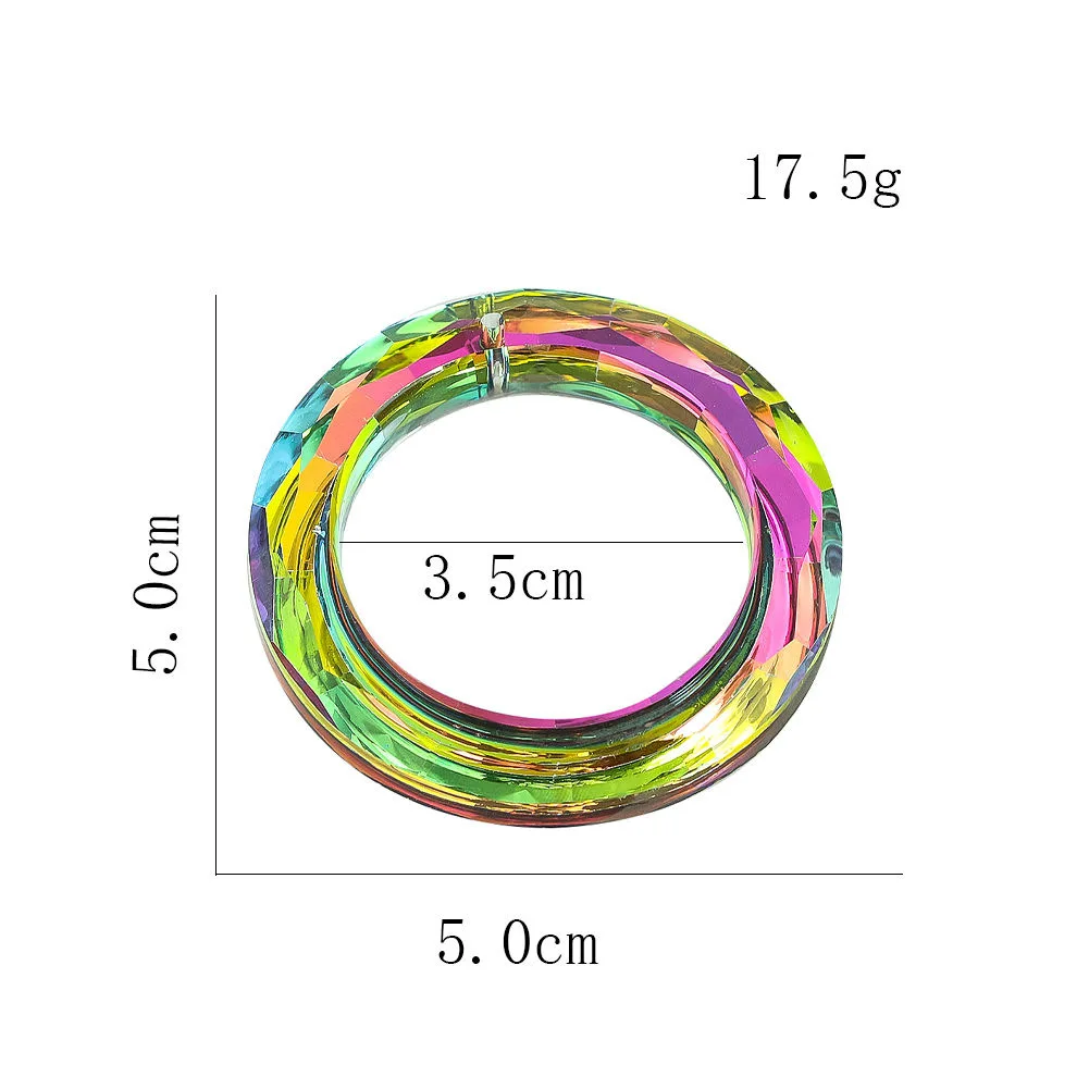 D2 2PCS 50MM Clear Ring Circle Crystals Pendants Glass Chandelier Crystals Prisms Parts Drops Light Ring Accessories Room Decor