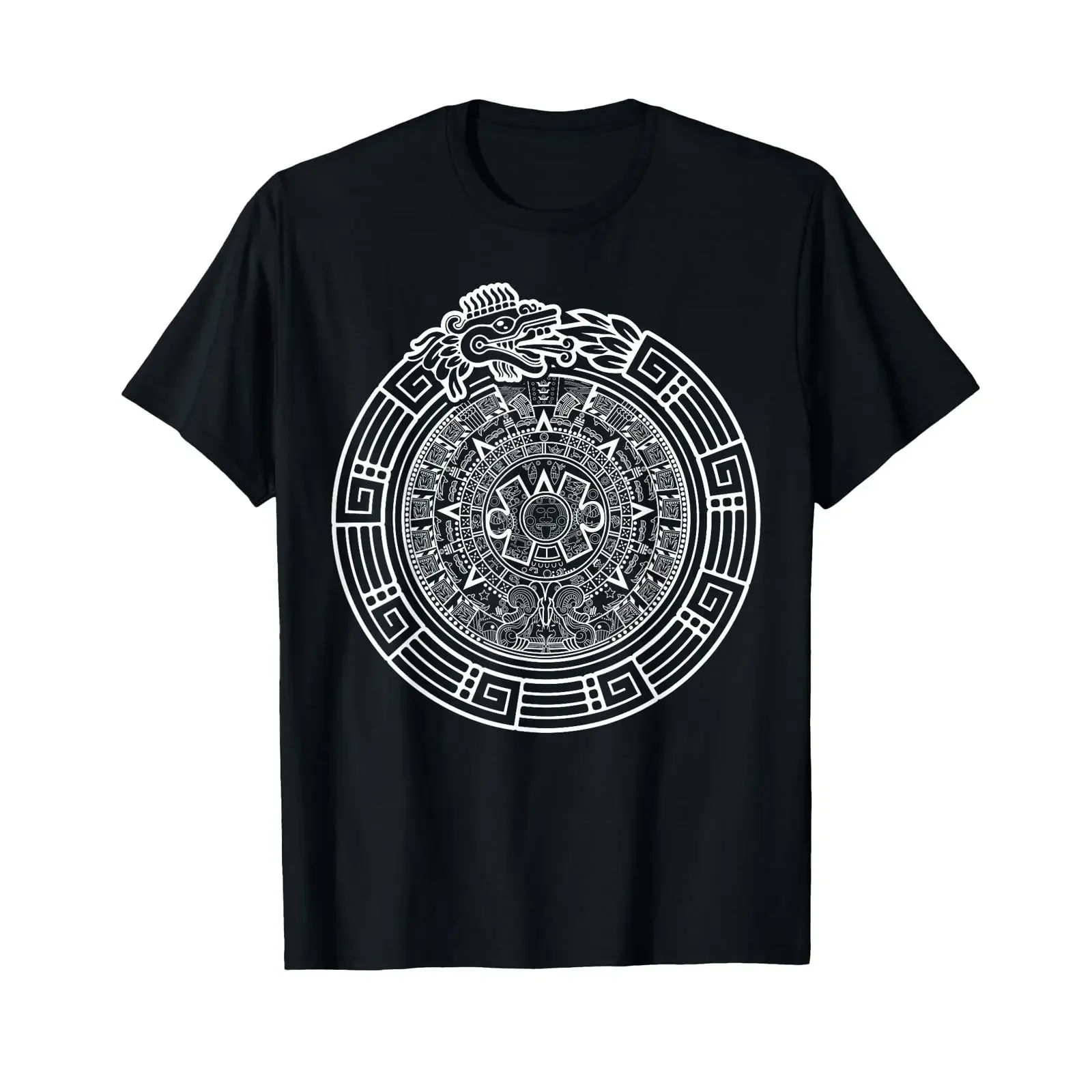 Quetzalcoatl Ouroboros Aztec Serpent Sun Stone T Shirt vintage Washed designer clothes Versatile Stylish fashion Breathable