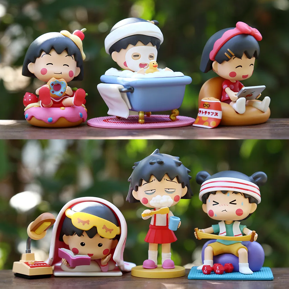 

1 Set New Product Trendy Anime Scene Cherry Little Maruko Model Love Cute Clear and Obedient Female Doll Y2k Fashion Toys
