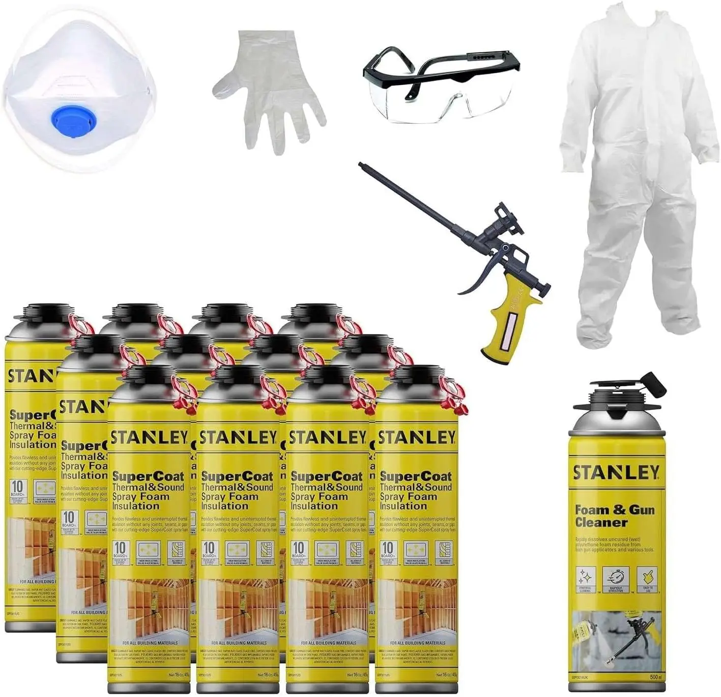 Supercoat Spray Foam Insulation - Closed Cell Spray Foam Covers Up to 240 Sq.Ft. Gun Use, Gun Not Included, 27.1 oz, 12 Pack