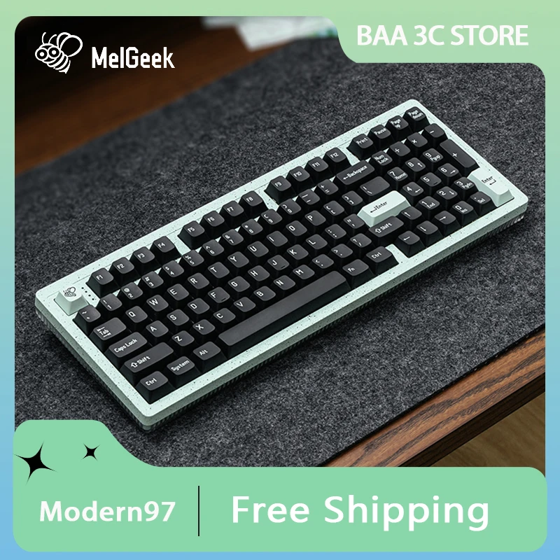 MelGeek Modern97 Mechanical Keyboard Three Mode Customized Wireless Bluetooth RGB Hot Swap Gasket 90%Layout Game Keyboard