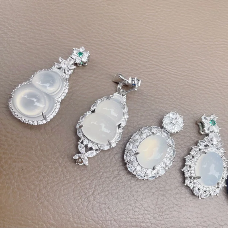 White Chalcedony Green Agate Women's Jade Necklace Pendant Multiple Options Available