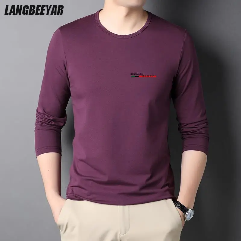 Top Quality 95% Cotton Designer New Fashion Brand T-Shirt Mens Tshirt 2023 Elastane Long Sleeve Plain Tops Casual Men Clothing