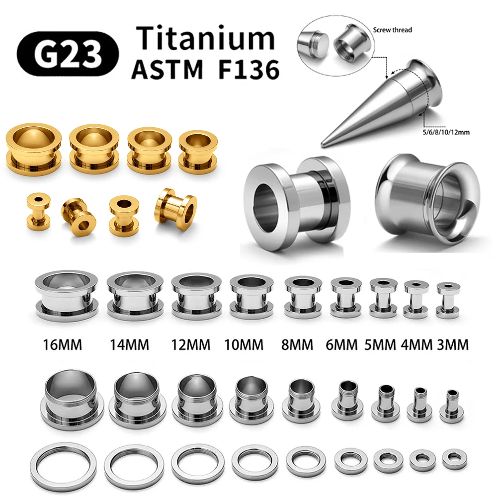 G23 Titan ASTM F136 Schraube Fit Double Flare Ohr Flesh Tunnel Ohrring Plug Expander Keil Piercing Körperschmuck