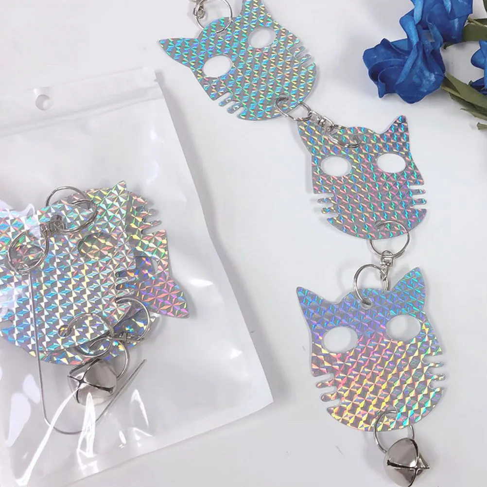 

4Pcs Cat Head Reflective Discs 61Cm Double Sided Holographic Bird Scare Deterrent Devices for Garden Yard Deck Boat Woodpecker