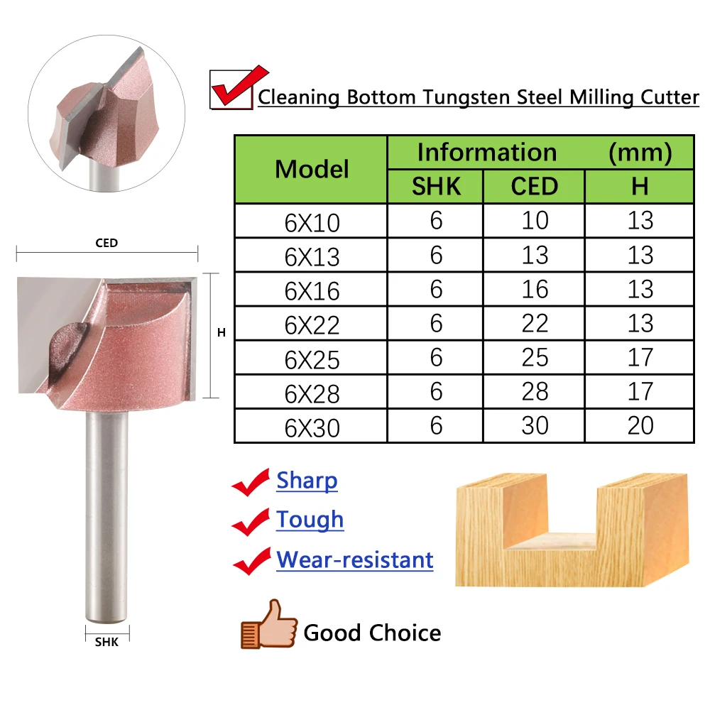 TIDEWAY Bottom Clearing Router Bit Woodworking Tool Engraving Machine Electric for Wood Milling Trimming Slotting Drilling