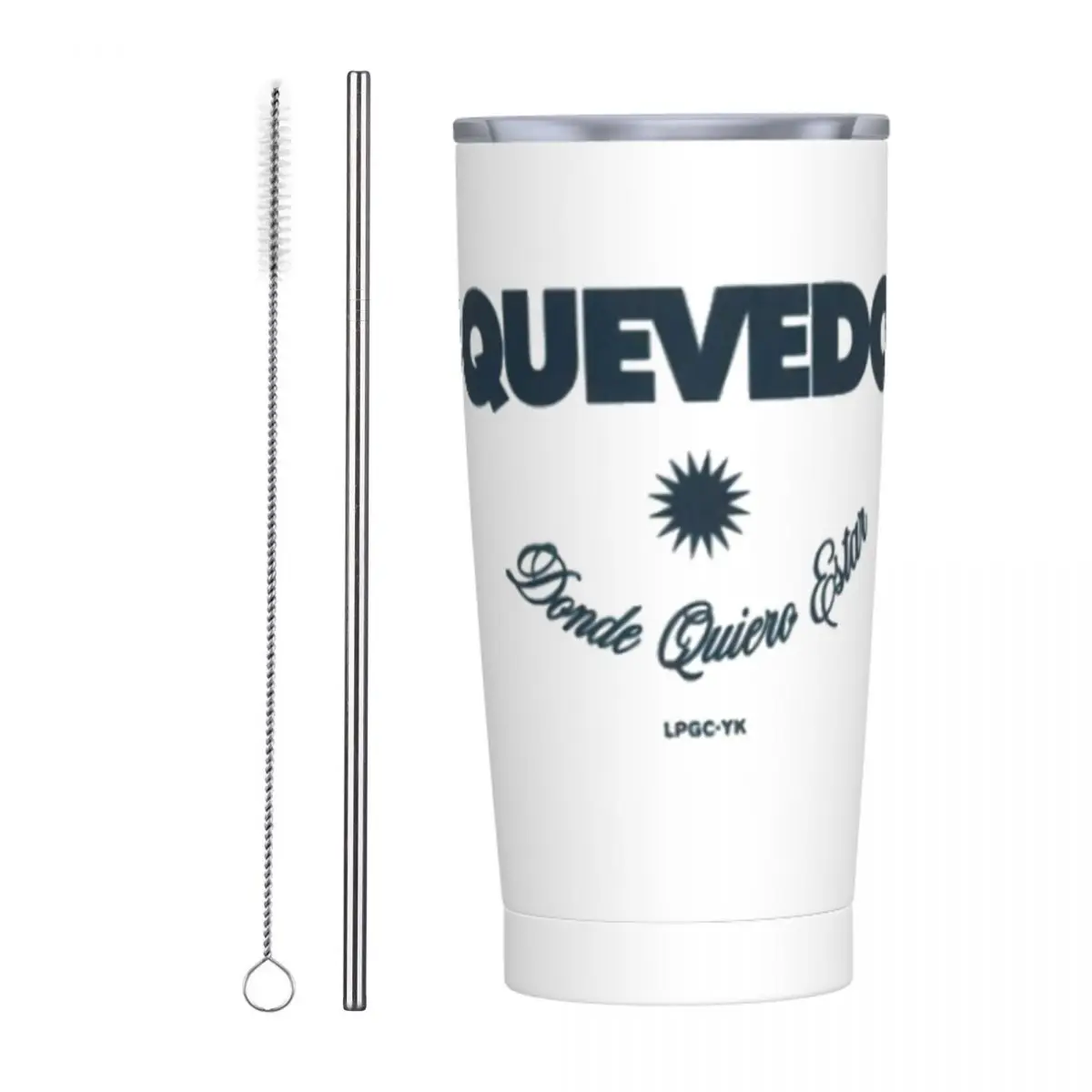 Quevedo Album Insulated Tumbler with Straws Donde Quiero Estar Vacuum Thermal Mug Double Wall Car Bottle Cup, 20oz