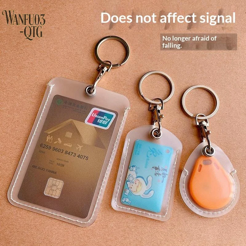 Handy Clear Protective Card Pouch Equipped With Key Ring For Bus ID IC Access Badge Portable Outdoor Daily Carry Storage Gadget