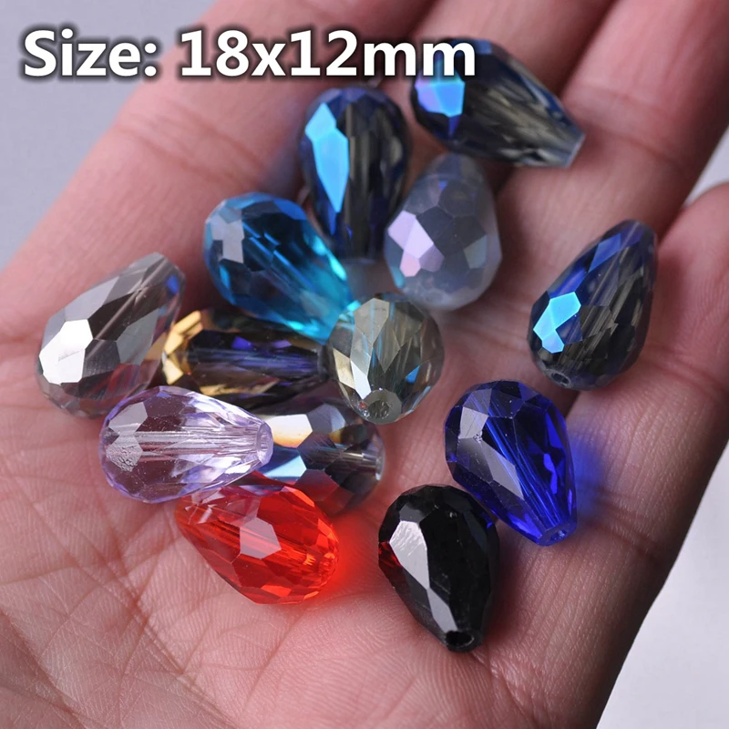 5x3mm 7x5mm 12x8mm 15x10mm 18x12mm Teardrop Pear Shape Faceted AB Plated Crystal Glass Loose Crafts Beads for Jewelry Making DIY