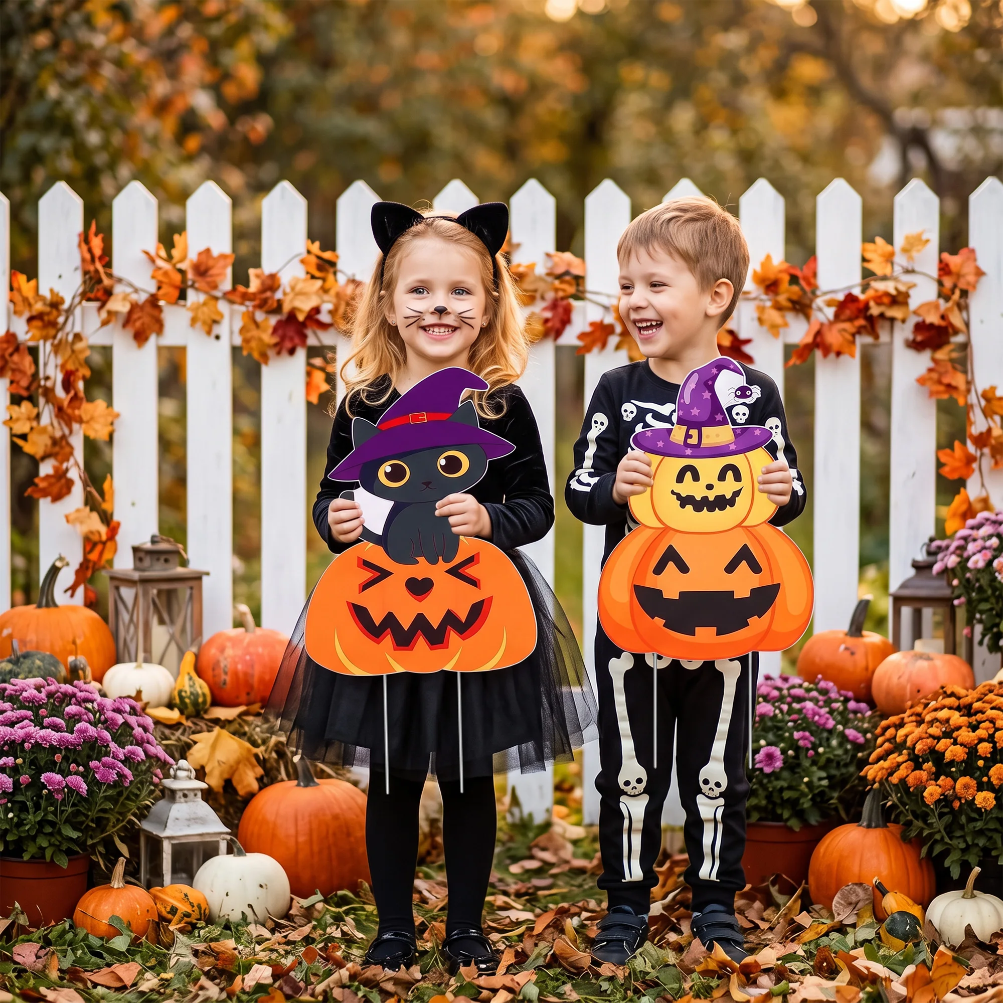ชุดป้ายตกแต่งสนามฮาโลวีนพลาสติ - Halloween Skeleton Decoration บทวิจารณ์และราคา