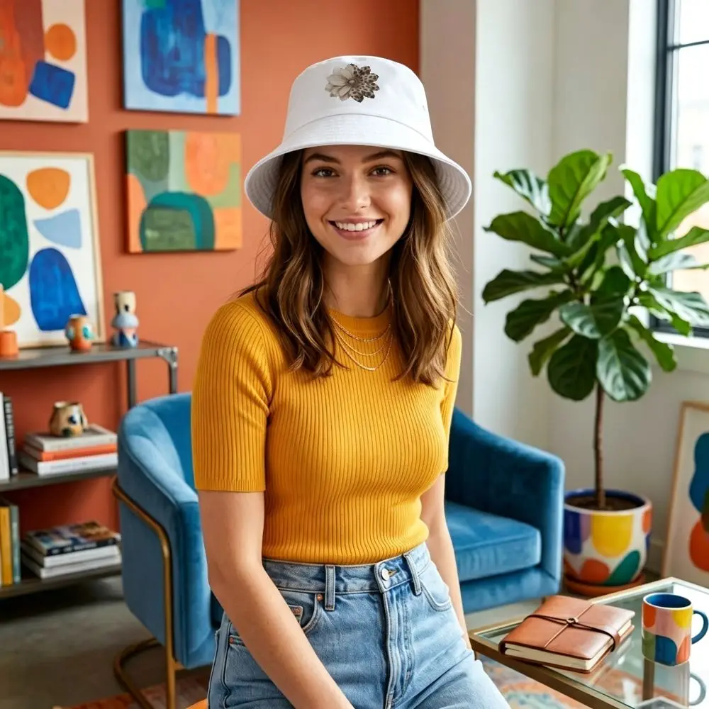 1pc Leopard Print Daisy Bucket Hat Unisex Vintage Washed Denim Travel Beach Sun Hat for Women Men Birthday Gift - Leopard Print,
