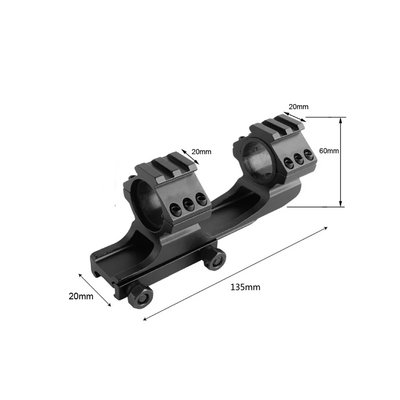 スコープマウント カンチレバーマウント 30mm &1インチ トップピカティニー20mmレール、ベース20mm、デュアルリング、狩猟用、トイガンアクセサリー