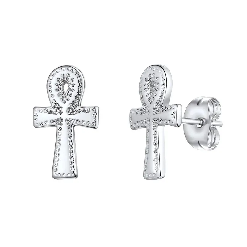 Fashion Stainless Steel Egyptian Cross Earrings for Women Men Daily Accessaries Hot Sale Birthday Party Holiday Jewlery Gifts