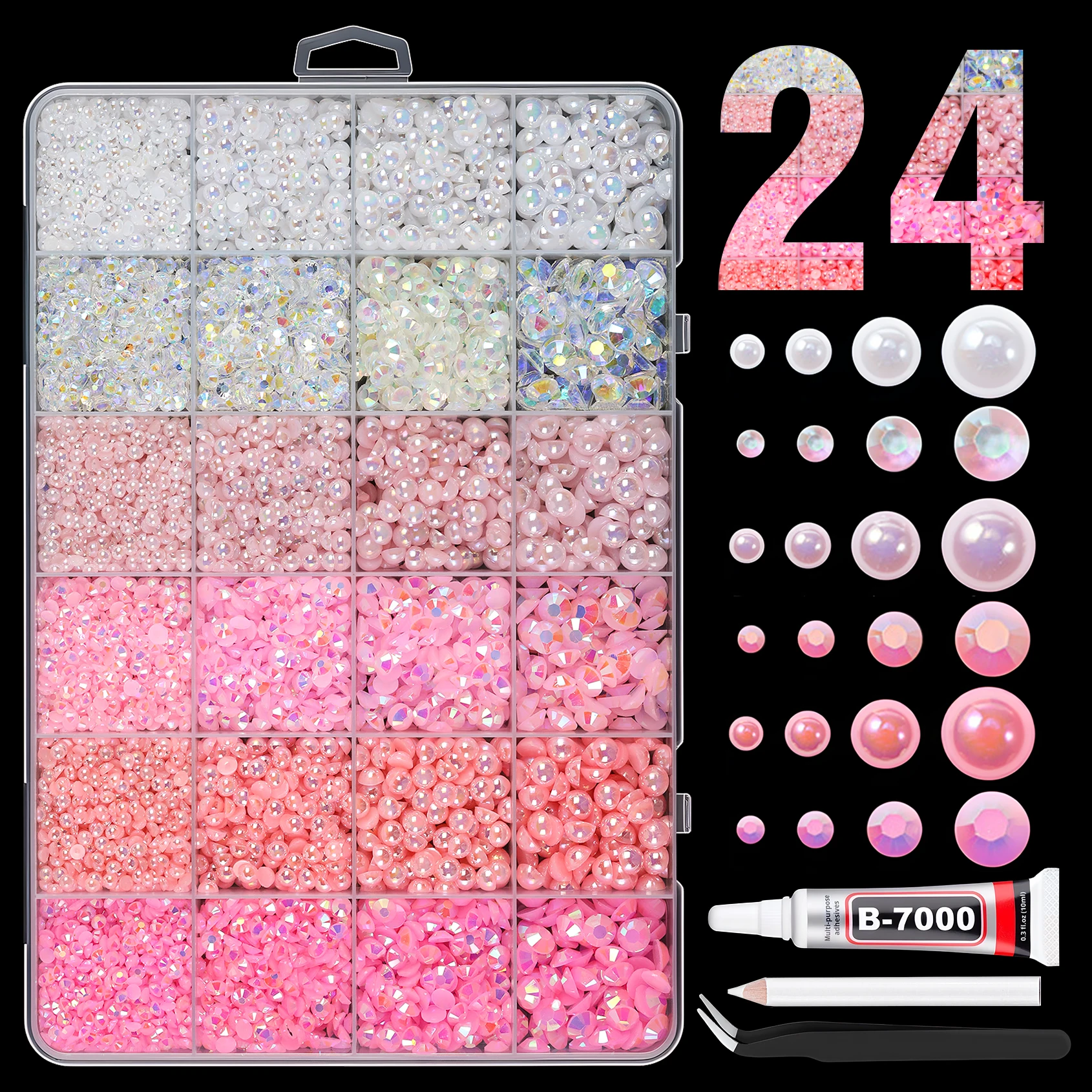 28Grid 3/4/5/6mm Gemengde Kleur Harsen Boor AB Strass Set Platte Achterkant Nagelboor Voor Telefoon Kleding DIY Decoratie Nagels Ambachten