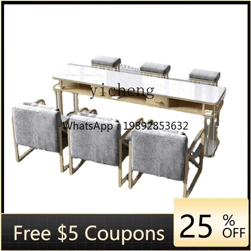 

ZZk Light Luxury Nail Table and Chair Set Single Double Three-Person Nail Table Marble Nail Table