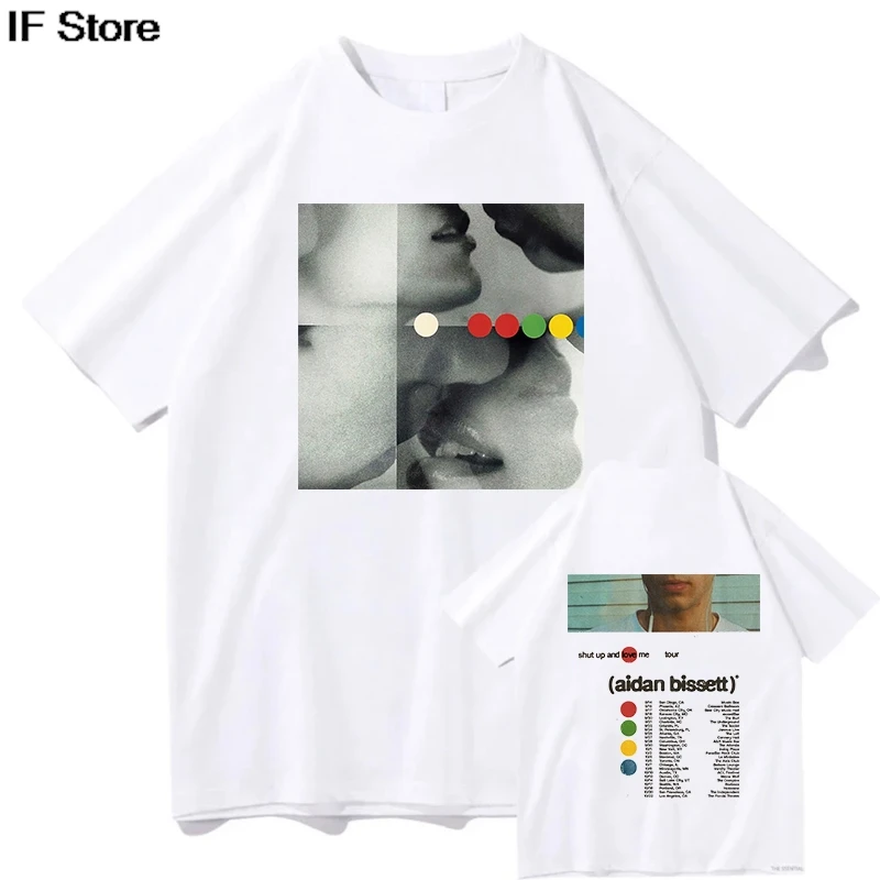 Aidan Bissett shut up and love me Camiseta de algodón Unisex hombres mujeres verano manga corta moda Top Vintage marca de lujo camiseta Retro