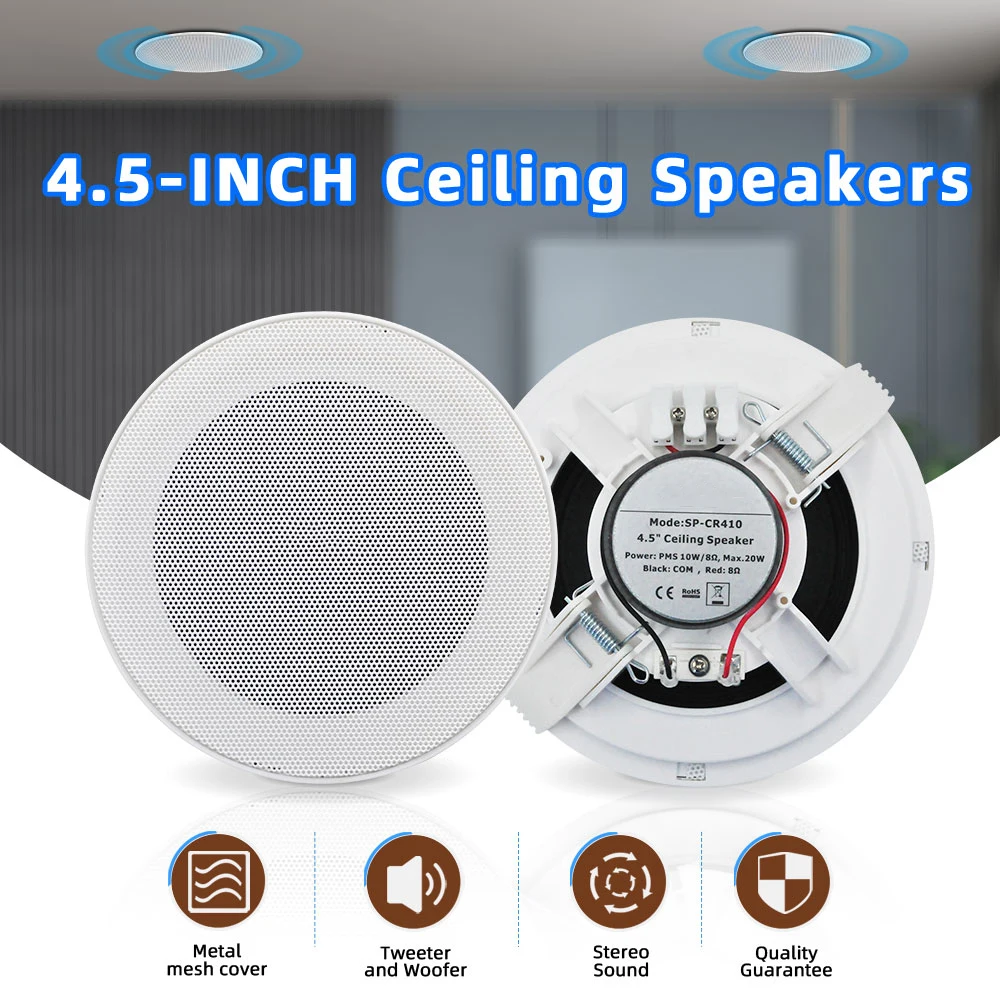 Mini amplificador de parede bluetooth inteligente, sistema de som de home theater, alto-falante estéreo de teto hifi, conjunto de áudio poderoso, alto-falante para inn