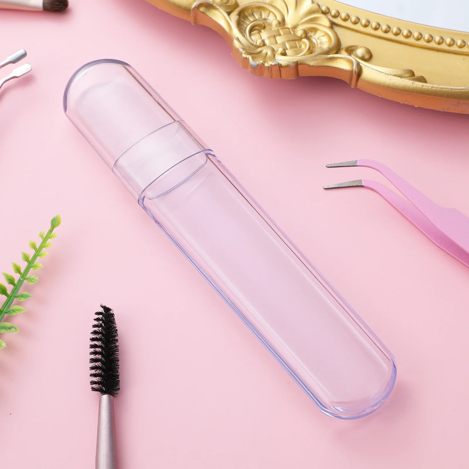 

Clear Plastic Eyelash Tweezer Holder Storage Case Oval Tube for Travel Tweezer Organizer Small Tool Container Longlasting