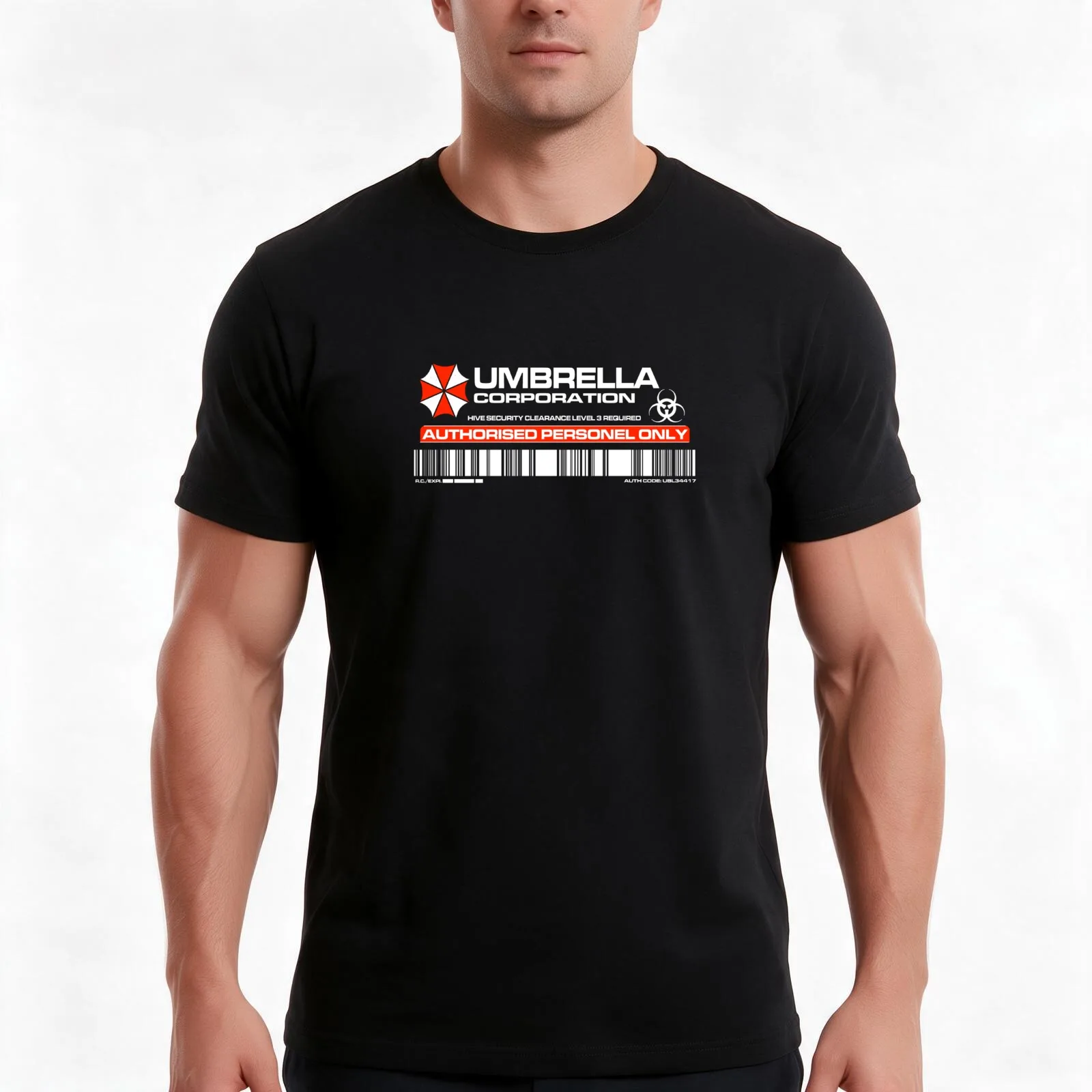 UMBRELLA CORP AUTHORIZATION ACCESS STICKER T-Shirt, Summer Casual Cotton Tee, Oversized Streetwear Tops, Vintage Graphic Print