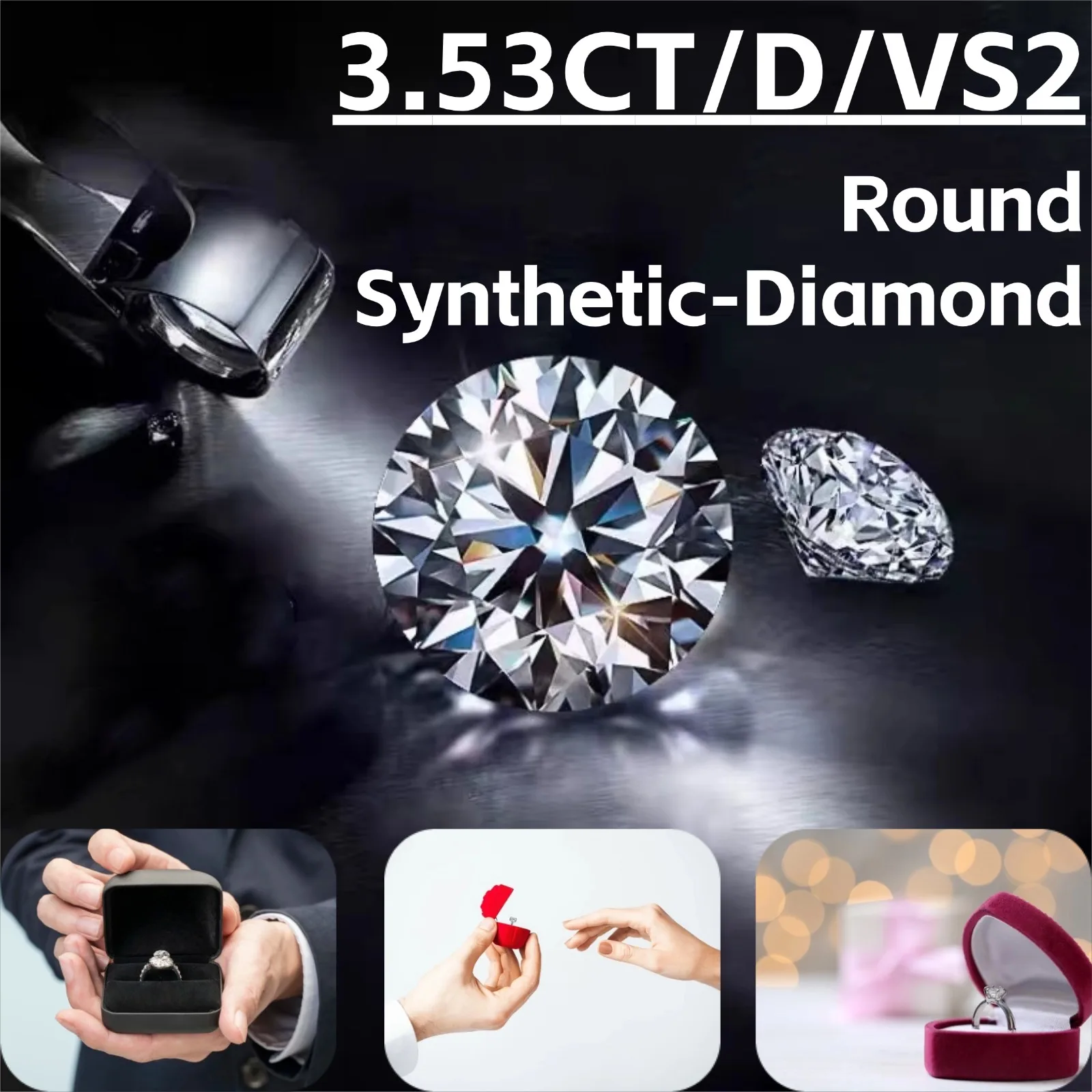 

3.53CT D VS2 Round Lab-grown Diamond, Ideal Main Synthetic-Diamond for Ring Necklace, Pendant Earring, Jewelry Diy