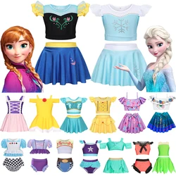 2024 Summer 2-10 Years Girls Swimsuit Two Piece Swimsuit Disney Princess Style Swimwear For Children Summer Bikini Bathing Suit