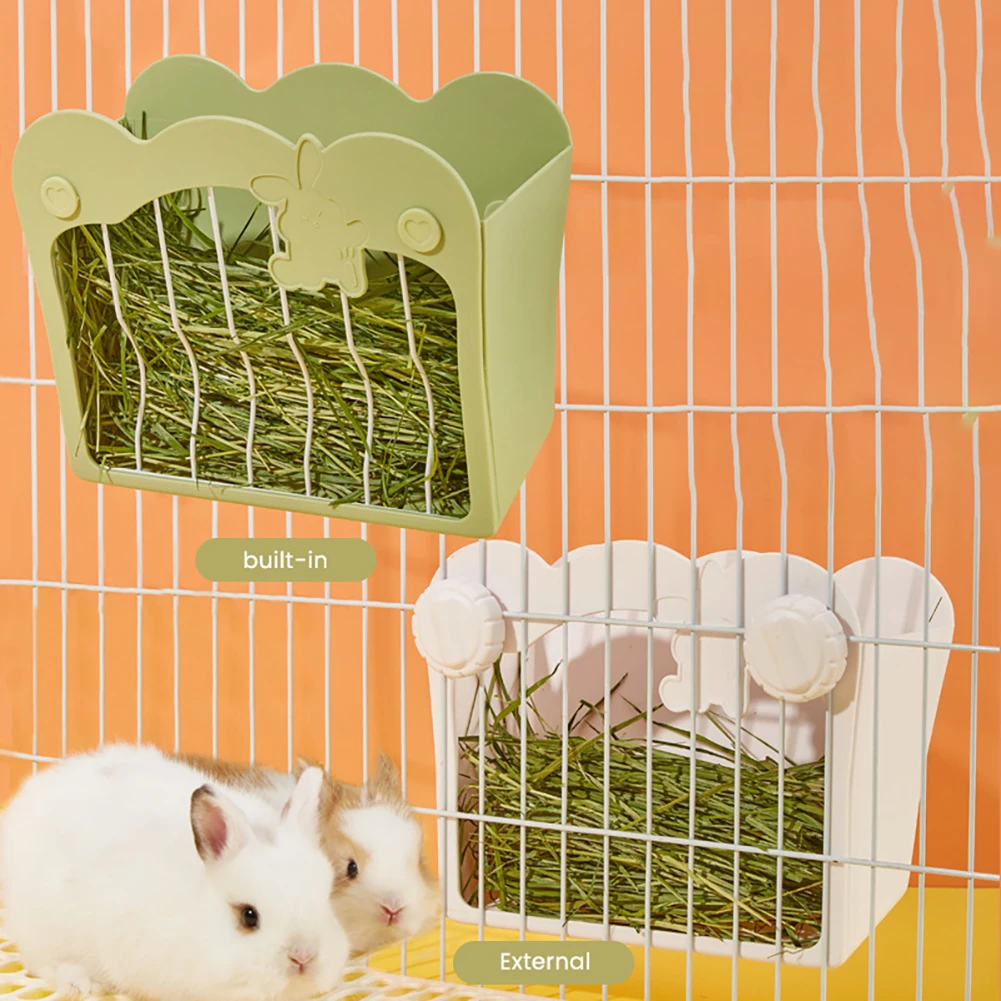 Rabbit Feeder Bunny Guinea Pig Hay Feeder Food Bowl Chew-Proof Body Grid Animal Rack 7.87x9.84x4.92in