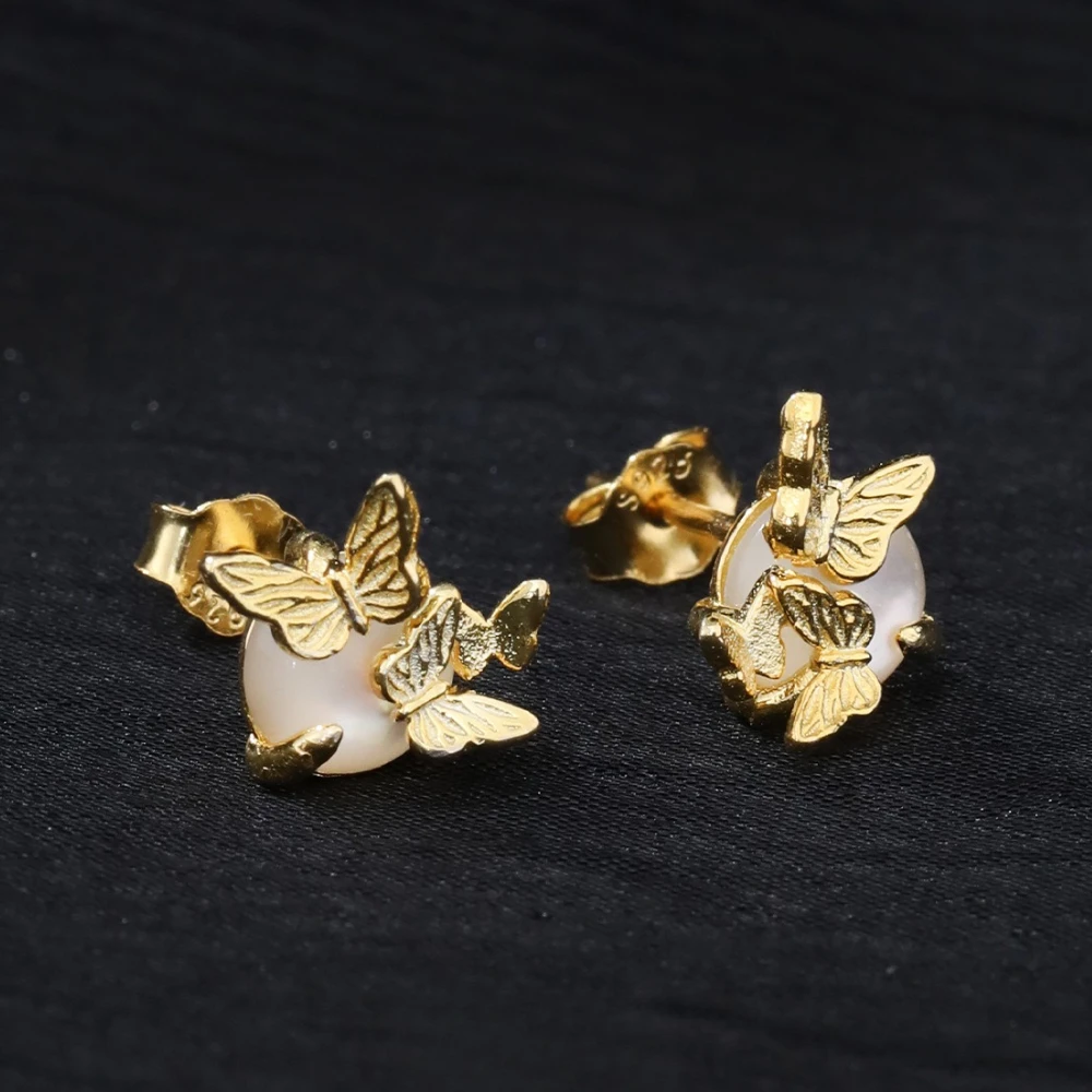 

Butterfly Shape Stud Earrings S925 Sterling Silver Earring Casual Commutes Women's Fashion Jewelry Original Design Wholesale Ins