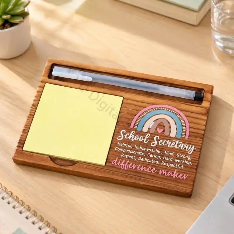 96BA Desktop Note and Pen Organizers in with Separate Storage Areas, Sanded Finish and Rounded Edges for Office or Home
