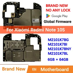 100% Brand New Motherboard for Xiaomi Redmi Note 10S Mainboard Logic Circuit Board Plate Global Unlocked M2101K7BGILNY Hongm