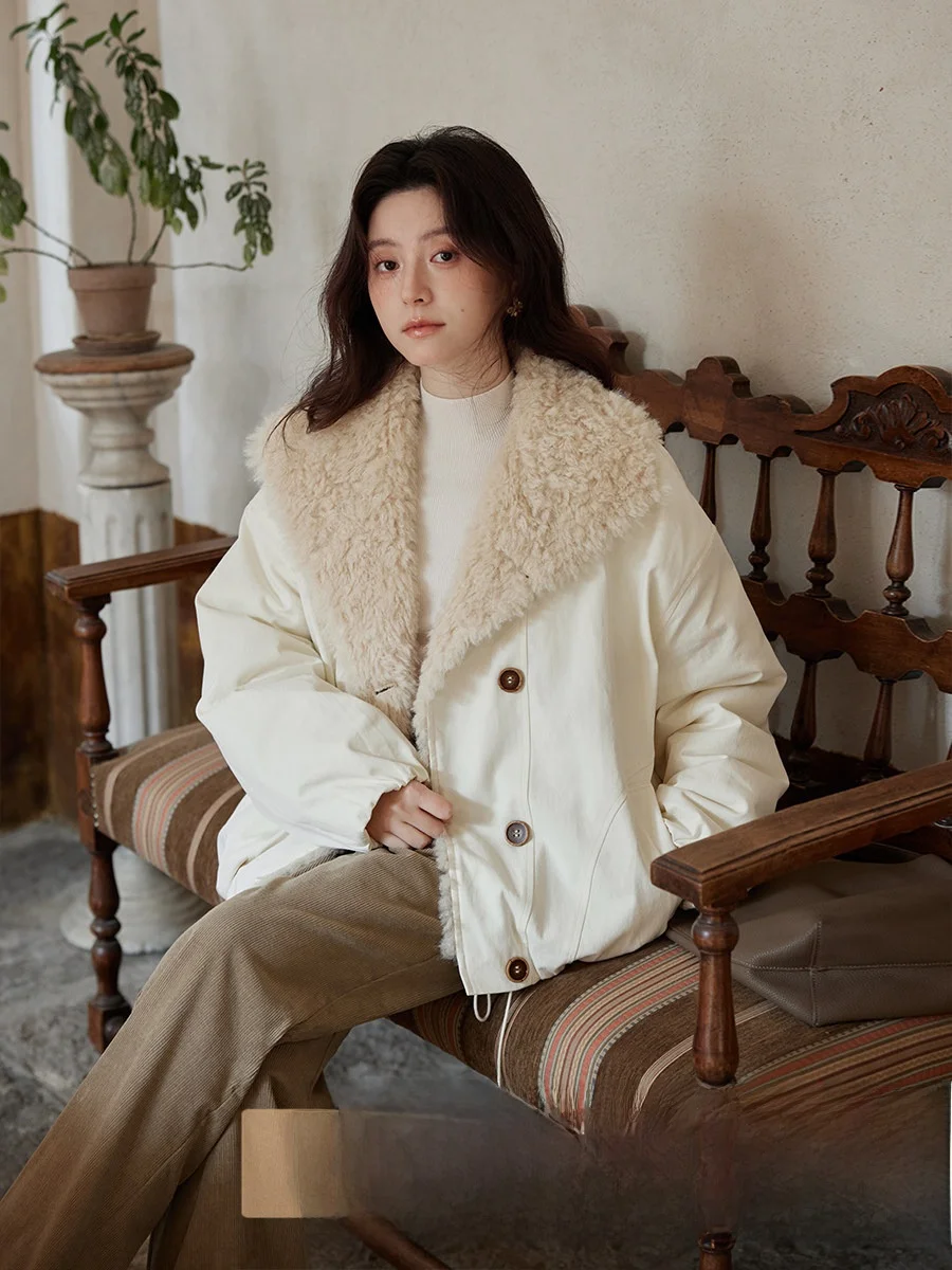 

Ximen Winter Thiened Plu Collar Корейское модное уникальное хлопковое пальто небольшого размера с меховой отделкой Хлопковая куртка Верхняя одежда