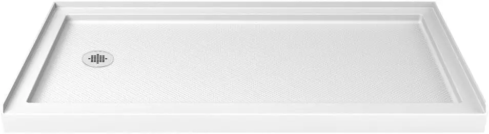 SlimLine 32 in. D x 60 in. W x 2 3/4 in. H Left Drain Single Threshold Shower Base in White, DLT-1132601