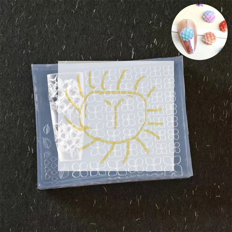 

Hydrangea 3D High Transparency Nail Carving Mold DIY Design Silicone Petal Soft Stamping Plates Manicure Art Mold Decor Tools