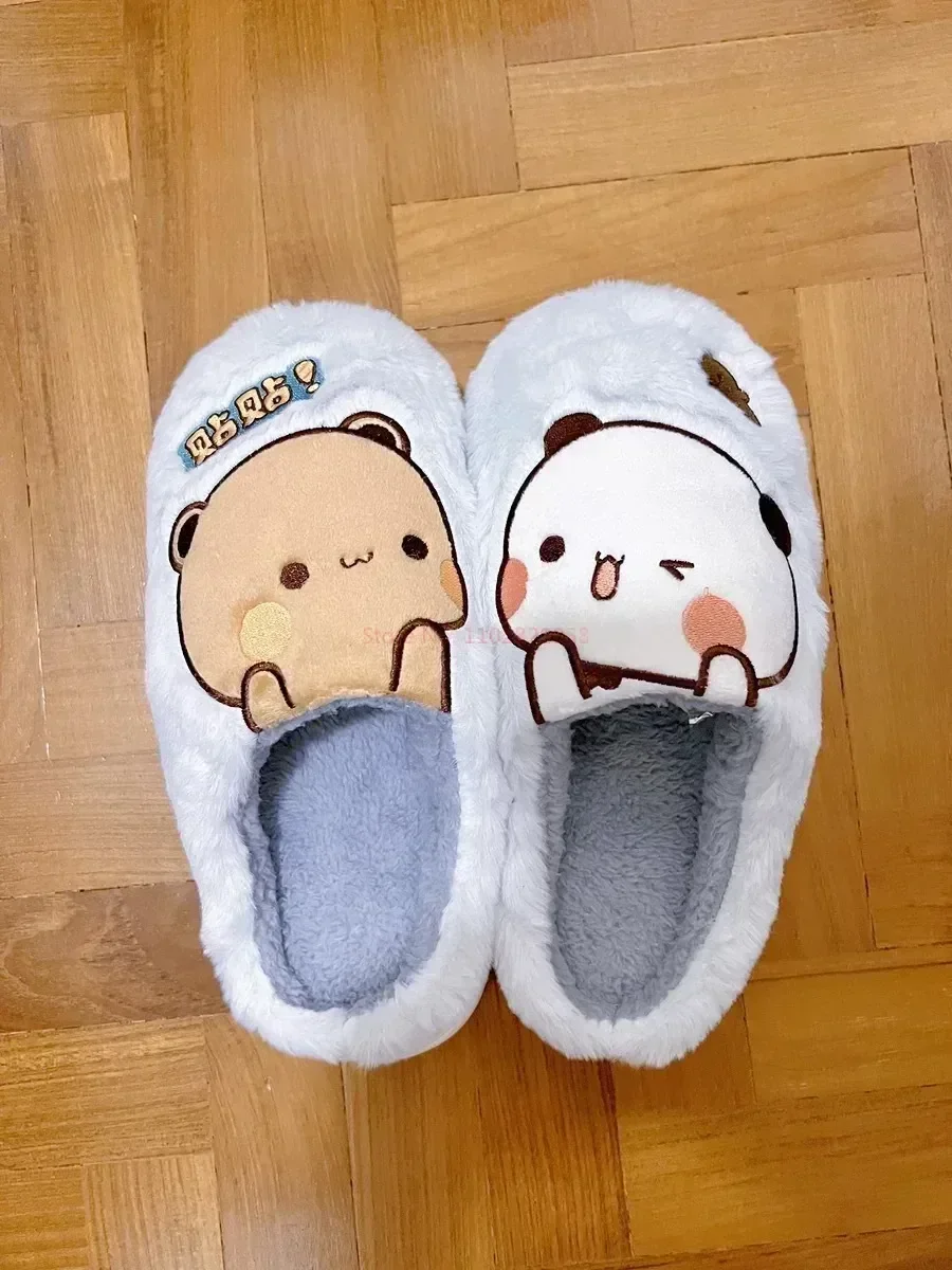 Kawaii Anime Bubu Dudu Bear Plush Slipper Cartoon Winter Leisure Home Outdoor Anti Slip Thick Bottom Cotton Leisure Shoes Warm